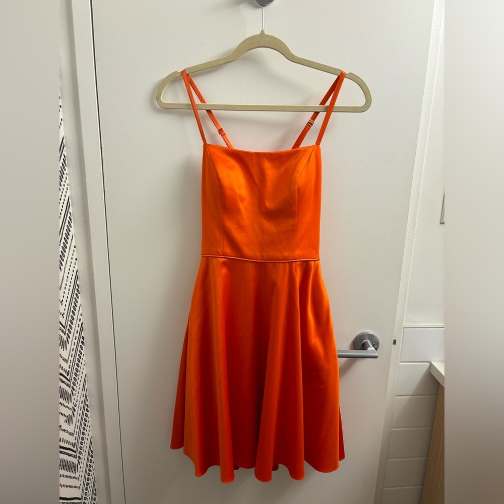 Eva Brazzi Coral/ Orange Satin Cocktail Dress